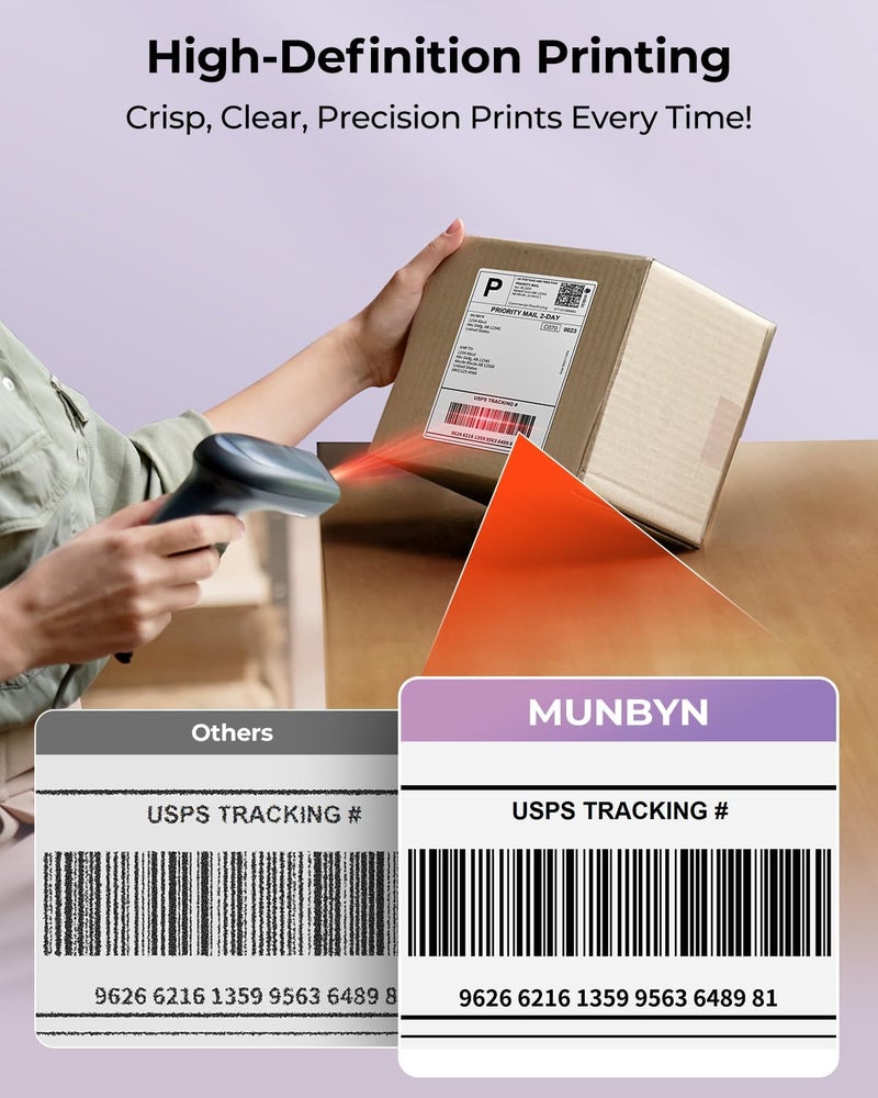 MUNBYN Bluetooth Thermal Label Printer, 130B Wireless 4x6 Shipping Label Printer for Shipping Packages Small Business Office or Home, Compatible with iPhone Android iPad Windows macOS Chrome Etsy eBay - Image 3